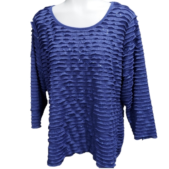 Notations Layered Ruffle Bling Blouse - Picture 3 of 17